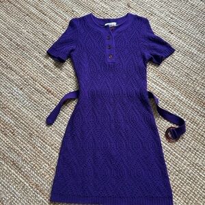 Vintage Purple Knit Dress with Belt